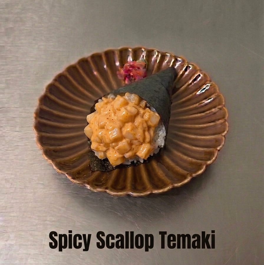 Spicy Scallop Temaki.