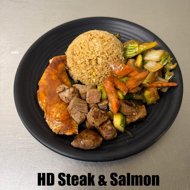 HD17. Hibachi Steak & Salmon.