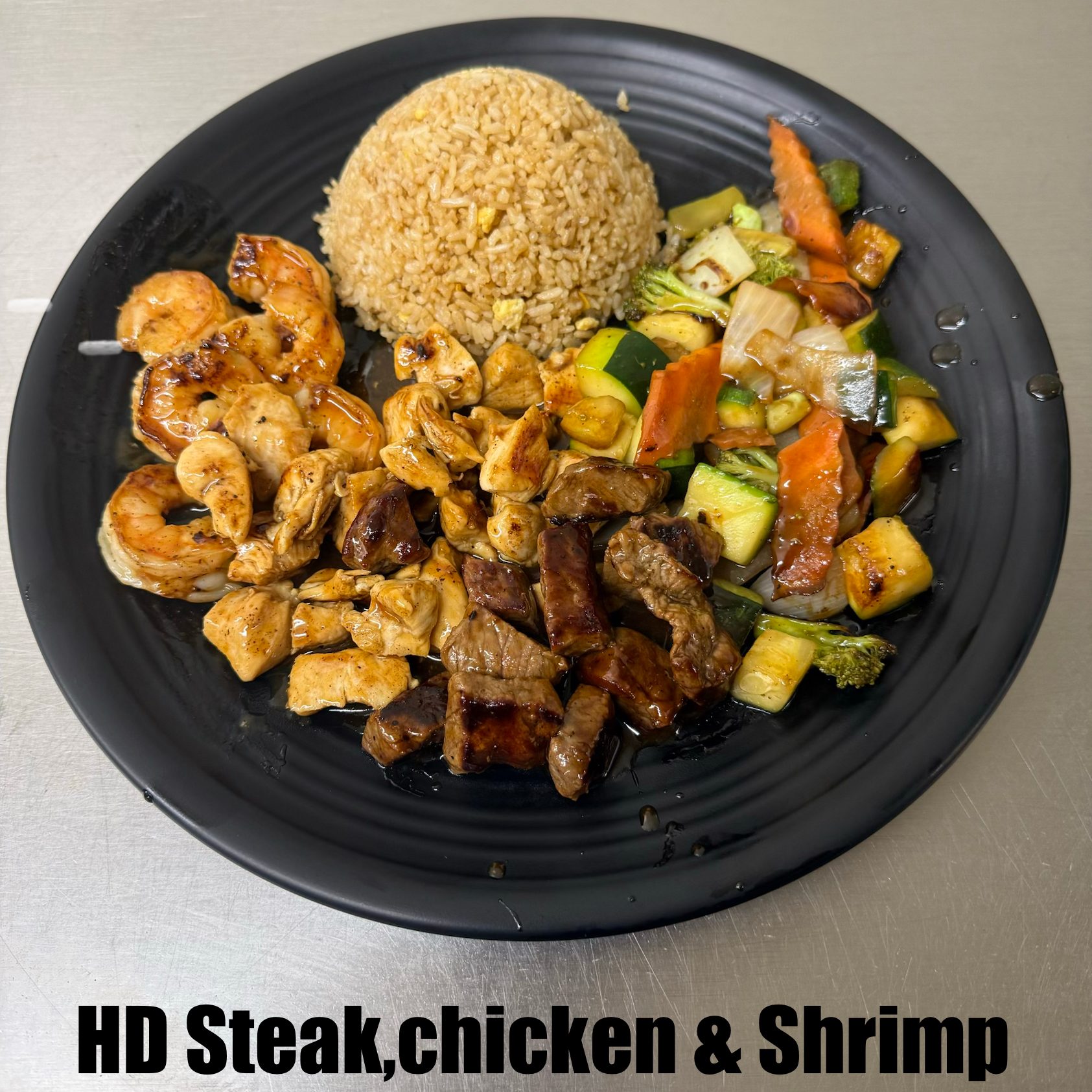HD19. Hibachi Steak, Chicken, & Shrimp.