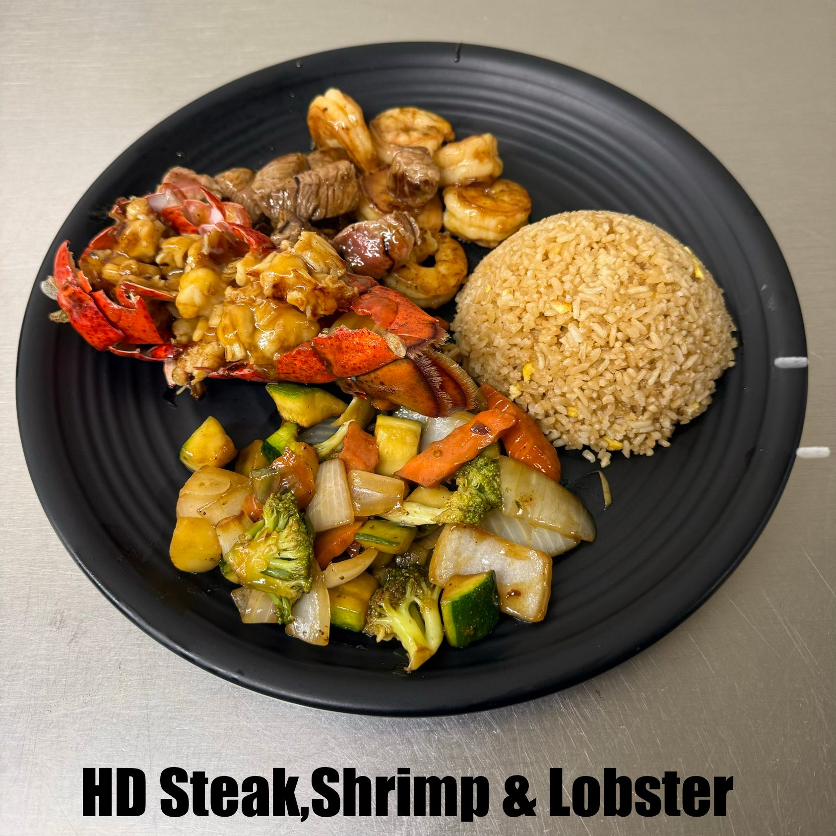 HD21. Hibachi Steak, Shrimp, & Lobster.
