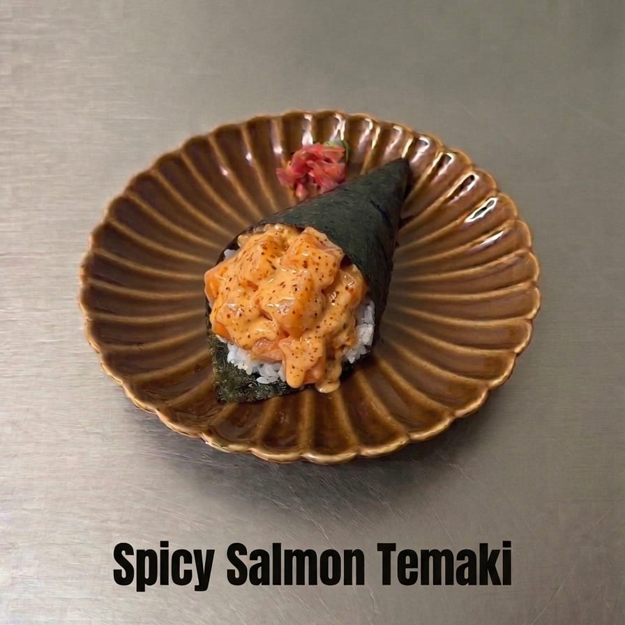 Spicy Salmon Temaki.